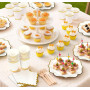 Anstore Assiettes en Carton Festonnées, 200 Assiettes et Couverts pour 25 Invités, Vaisselle Anniversaire avec Serviettes, Coute