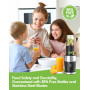 Blender Mixeur, 500W Blender Smoothie 24000 tours/min, Mini Mixeur Blender Portable avec 2 sport bouteille portables de 570ml Sa