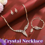 Ushiny Set de Bijoux de Mariage en Strass pour Mariée - Collier, Boucles d'Oreilles et Bracelet en Or - Accessoires de Soirée po
