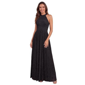Ever-Pretty Robe de Soiree Femme Longue Épaules Dénudée Plissé sans Manches Taille Empire Scintillante EE41961