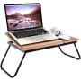 LIFEZEAL Table de Lit en Bois Pliable avec 4 Angles Réglables | Plateau Repas Lit pour Ordinateur Portable, Petit Déjeuner, 62 x