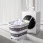 Panier Corbeille à linge retractable et pliable avec roulettes - 45 litres - Blanc Gris