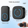 Sonnette sans Fil Exterieur Etanche pour Maison,Appartement | 300m Longue Portée Sonette avec 1 Récepteur + 1 Émetteur À Pil 60
