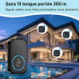 Sonnette sans Fil Exterieur Etanche pour Maison,Appartement | 300m Longue Portée Sonette avec 1 Récepteur + 1 Émetteur À Pil 60