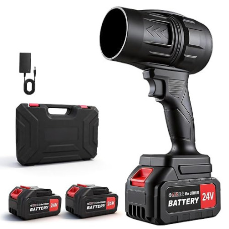 Souffleur Feuilles sans Fil 21V 130MPH 2 Batteries Turbo 250000tr/min | Moteur 550W Sans Balai, 0,8kg, 2 Batteries 30min + Charg