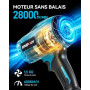 ONEVAN Turbo souffleur Batterie 600km/h pour Feuilles mouillées et la Neige | [Améliorée 2026] Force du vent de 1,5 kg, sans bal