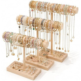 Fyhqwf 3 PièCes PréSentoir à Bijoux En Bois - Porte Collier - Porte Bracelet - Convient Pour La Salle De Bain, La Coiffeuse, La