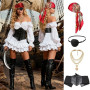 FOUNSHO 4PCS Pirate Accessoires Dames Halloween Carnival Fête Costumes | Deguisement Pirate Femme Noir Bandanas Tête écharpe Imp