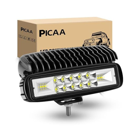 PICAA Phare de Travail LED, 2 PCS 6 Pouces 24W Étanche Projecteur LED | 7D,Faisceau Combo,longue portée, Feux de Travail, 12V 24