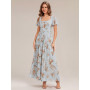 Ever-Pretty Robes de Demoiselle d'honneur Col Carrée Manches Courtes Mousseline Maxi Robe évasée ES02703