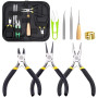 Glarks Kit de 6 Pinces à Bijoux - Outils Professionnels Avec Bec Aiguille, Rond, Courbe, Coupe-Fil, Sertir et Bout (3