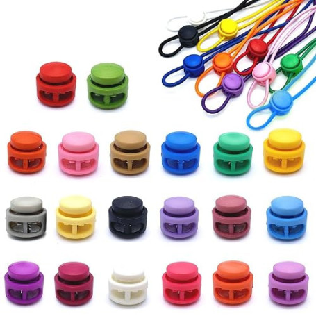 XENQITO Lot de 20 Bouchons de Cordon avec 2 Trous, Bouchon de Cordon, Bloqueur de Cordon 2 Trous pour Cordons Jusqu'à Ø 5 mm, Se