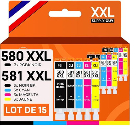 Supply Guy 580XXL 581XXL Cartouches Compatible avec Canon PGI-580 CLI-581 pour Pixma TS705 TS705a TS6350 TS6350a TS6351 TS6351a