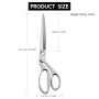 KUONIIY Ciseaux de couture haute performance 26cm - Ciseaux de coupe professionnels en acier inoxydable pour tissu-cuir couture