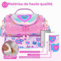 PinkSheep Sac Isotherme Repas Enfant Double Étage, Sac à Goûter avec Sangle Réglable, Grand Format pour Garçons et Filles (Coeur