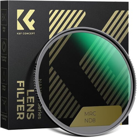 K&F CONCEPT Filtre ND8 82mm 3 Stops Densité Neutre Nano-X | HD,Nano-revêtement de 28 Couches,Étanche,Verre optique,Résistant à l