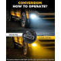 BMT xms Ampoule 5202 H16EU LED, Switchback Blanc 6500K / Jaune Ambré 3000K - Feux de Conduite Double Couleur Blanc/Jaune, Pack d