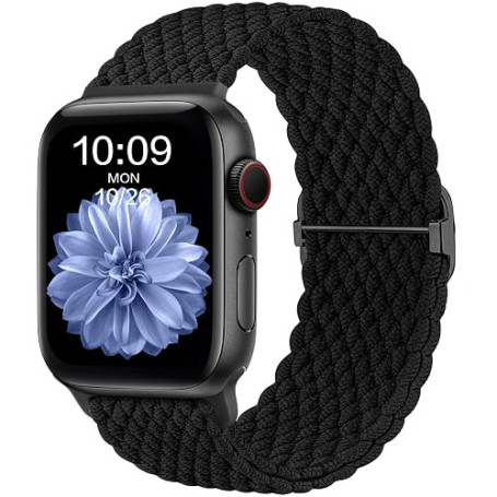 CeMiKa Bracelet Tressé Compatible avec Apple Watch 44mm 45mm 46mm 49mm | Nylon Élastique Stretch Alternative Sport Band pour iWa