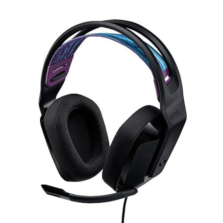 Logitech G G335, casque gaming filaire avec microphone rétractable | Prise audio 3,5 mm, oreillettes à mémoire de forme, léger,