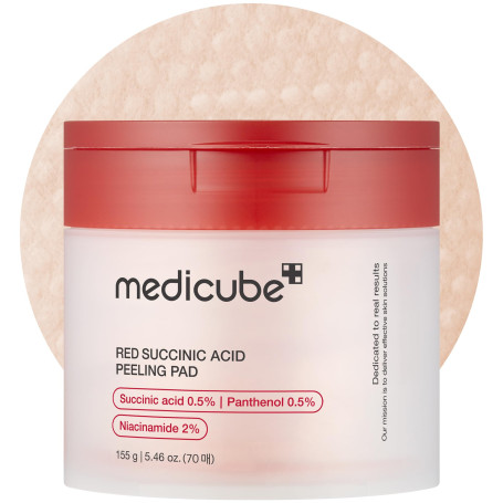 medicube Pads Toner Visage Red Acide Succinique Panthénol | Pads exfoliants, Niacinamide, AHA, BHA, Panthénol, Non comédogène, P