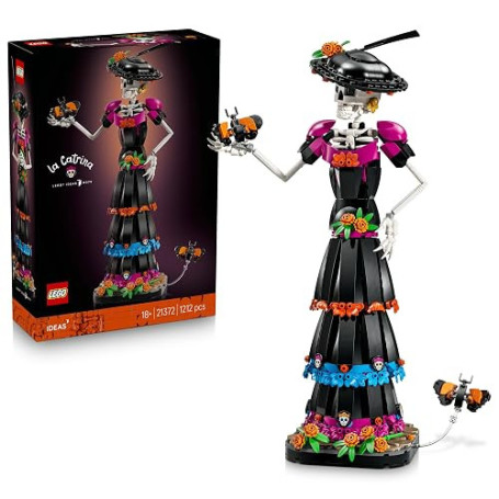 LEGO Ideas La Catrina - Set de Construction pour Adulte - Maquette avec Figurine de Squelette, Fleurs Artificielles & Papillons