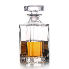Carafe à décanter en verre avec bouchon géométrique hermétique – Décanteur à whisky pour vin, bourbon, brandy, liqueur, jus, eau