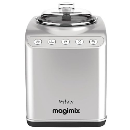 Magimix 11680 Gelato Expert in Silver with 2 Large 2L Stainless Steel Bowls and 3 Automatic Programs with Built in Freezer