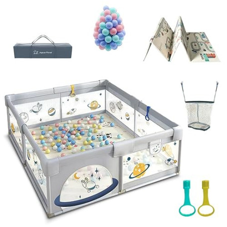Joyeuse Planet - Parc bébé complet avec Tapis, Parc bébé en Tissu Oxford, Centre d'activités intérieur et extérieur, Parc De Jeu