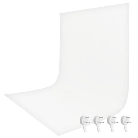 Alaoo Toile de Fond, 1.5x2M Mousseline Lavable Pliable 4 Clous, Blanc | Fond Mousseline pour Photographie Vidéo Camera Prise de