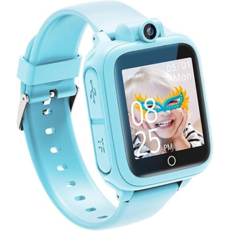 Awatty Montre Intelligente, Jouet 3 4 5 6 7 8 9 10 11 12 Ans, Caméra Rotative à 90°, 14 Jeux, Montre Connectée Garçon, Jeux Enfa