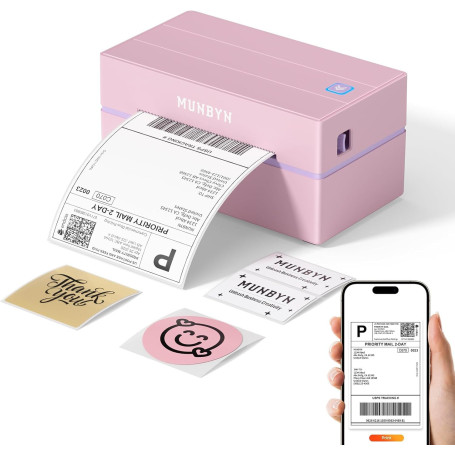 MUNBYN Imprimante Thermique Bluetooth, Imprimante d'Étiquettes 4x6 sans Fil Haute Vitesse pour Colis et Petites Entreprises à Do
