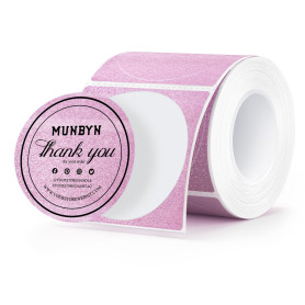 MUNBYN Étiquettes thermiques rondes pailletées rose 50x50mm, Étiquettes thermiques circulaires polyvalentes pour imprimante pour