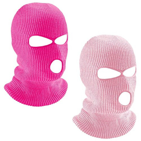 LINSOCLE 2 Pièces Cagoule 3 Trous, Balaclava à 3 Trous Tricoté,Cagoule Noir de Visage Complet Masque de Ski pou Hommes et Femme