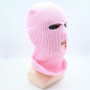LINSOCLE 2 Pièces Cagoule 3 Trous, Balaclava à 3 Trous Tricoté,Cagoule Noir de Visage Complet Masque de Ski pou Hommes et Femme