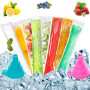 VEGCOO 250Pcs Sacs Popsicle, Moule Sac Popsicle, Sacs de Moules à Glaces, DIY Sac Popsicle avec 2 Entonnoirs pour DIY Glaces,Yao