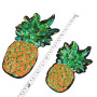 Tiardey 2 pcs Ananas Fer sur Patchs Fruits Sequin Brodé Appliques Coudre sur Applique pour Vêtements Tenue Ornement Sac à Dos Em