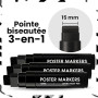 ZENO Marqueurs Peinture Acrylique Jumbo - Lot de 3 - Pointe Chisel 15 mm | Trace des Lignes Fines à Extra-Larges selon l'Angle C
