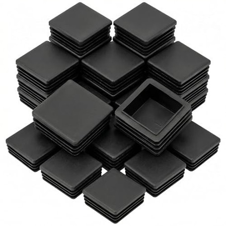 QWORK® 20 PCS 40 x 40 mm Bouchons à lamelles pour Tube carré, Embout de Bouchon en Plastique Noir carré pour Tube de Tuyau, Plas