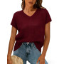 Gyabnw Tee Shirt Femme Col V Manches Courtes Maille Ajourée | Maille ajourée respirante, Coupe ample, Décolleté en v, Idéal pour