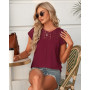 WNEEDU Tee Shirt Femme Dentelle Top Ete Haut Chic et Elegant Manche Courte | lace tops, casual t-shirts, col rond blouse