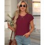 WNEEDU Tee Shirt Femme Dentelle Top Ete Haut Chic et Elegant Manche Courte | lace tops, casual t-shirts, col rond blouse