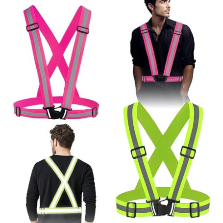 XULIDEONG Harnais Réfléchissant, 2 Pièces Bretelles Réfléchissantes, Gilet de Sécurité Haute Visibilité, Gilet de Sécurité Réflé