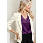 Zeagoo Chemisier Femme Satin Manches Courtes col V Été Soie Élégante Blouse | Couleur Unie Silk Tshirt| Business Shirts| S-XXL