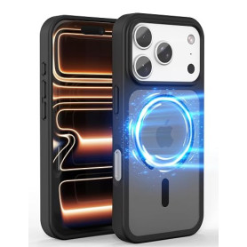 ELEVAVIDA Coque iPhone 17 Pro Noire – Coque magnétique Transparente, Fine et légère, Antichoc et Anti-Rayures, Compatible MagSaf