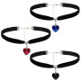 FDGGT Tour De Cou Gothique en Velours avec Pendentif en Forme De Cœur, 3 Pièces, Ras du Cou Réglable, Accessoires pour Vêtements