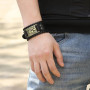 Bracelet en cuir noir Antique argent Viking renard noeud celtique manchette irlandaise large bracelets en cuir style Punk bracel