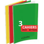 Conquérant Classique Lot de 3 Cahiers 24x32 cm Grands Carreaux 48 Pages Agrafées Seyès, Couleurs Assortis