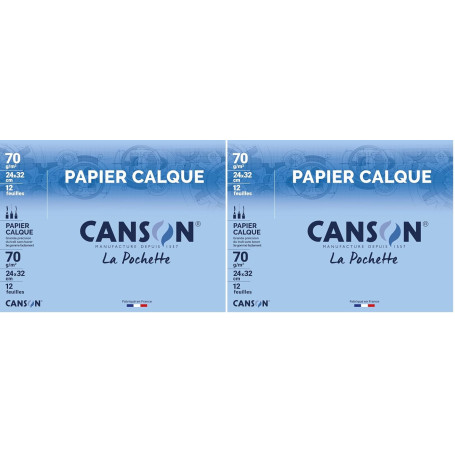 CANSON - Pochette 12 feuilles de papier calque 24x32cm - 70g/m² (Lot de 2)