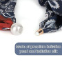 Goktvai Collier Écharpe Magnétique en Soie avec Breloque, Style Rétro Imprimé Floral Satin Carré Collier Bandana Accessoire de M