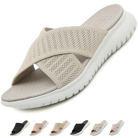 ZDQ Sandales Femme Été Confortable Orthopédique Chaussons Legere Chaussures Plate Claquettes